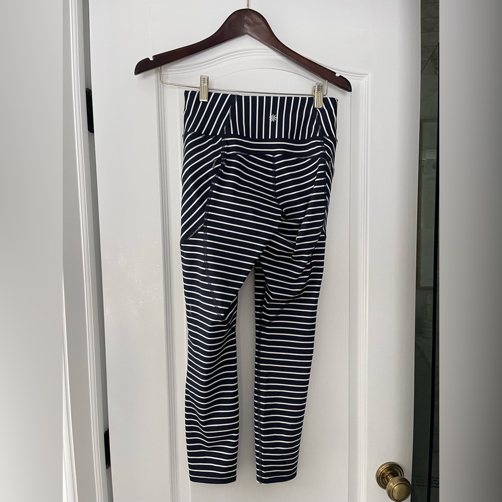 Athleta Stripe Contender 7/8 Tight PowerLift XS Navy White Compression - Picture 5 of 9